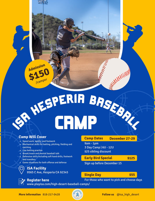 ISA Hesperia Winter Baseball Camp ( December 27- 29 )