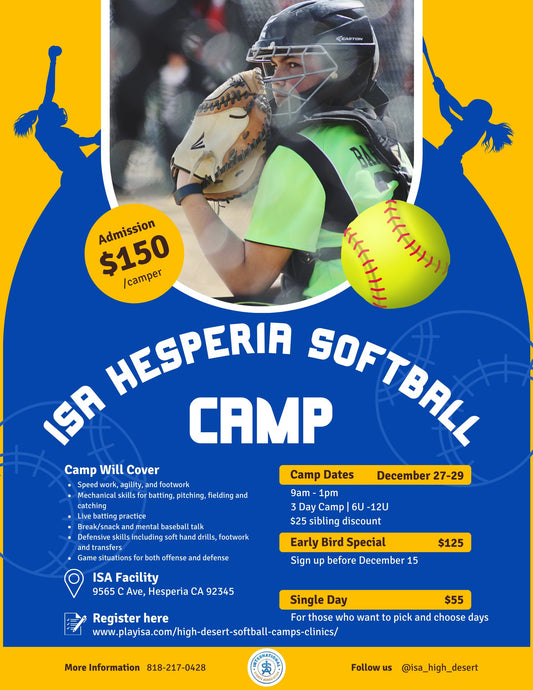 ISA Hesperia Winter Softball Camp ( December 27- 29 )