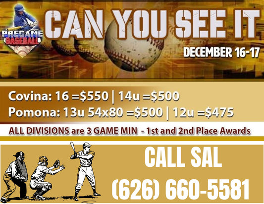 Pregame Baseball Tournament Dec 16-17